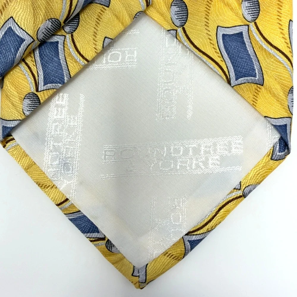 Roundtree & Yorke Silk Tie‎ Geometric Yellow Blue 63.5x4